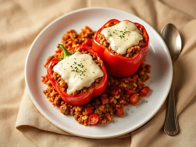 Beef and Rice Stuffed Peppers